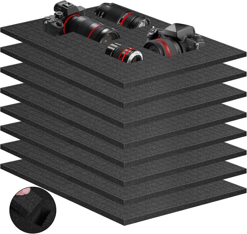 Eunice 8Pcs Polyurethane Foam Inserts -16 x 12 x 0.8 Inch Pick and Pluck Foam Padding Sheets for Tool Box, Camera Storage and Crafts - Image 1